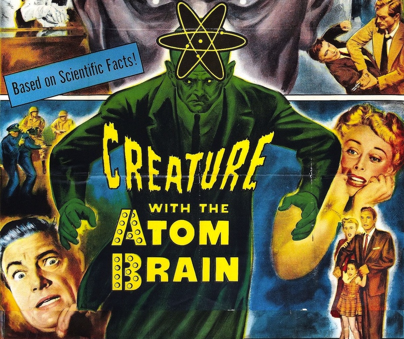 Фильм Creature With the Atom Brain (1959) позиционировался как «основанный на научных фактах» ради маркетинговых целей